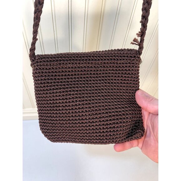 THE Sak Crochet Crossbody Purse Small Mini 7” X 7” Excellent Brown - Picture 11 of 16